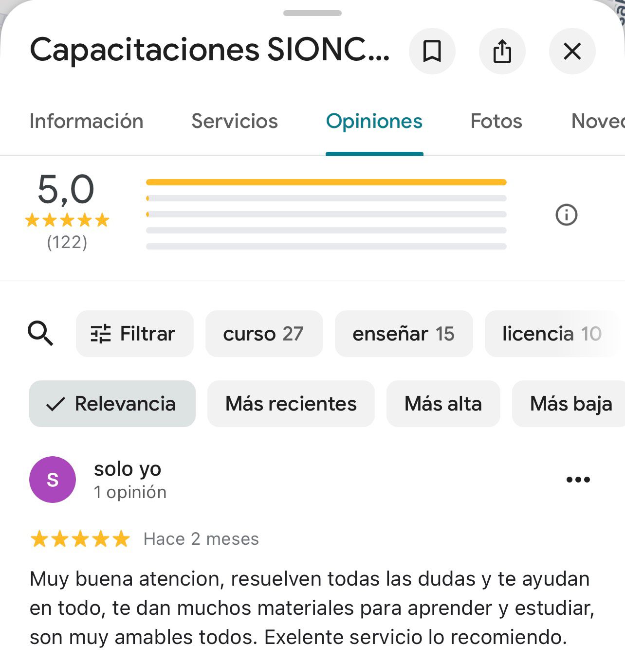 Testimonio Google