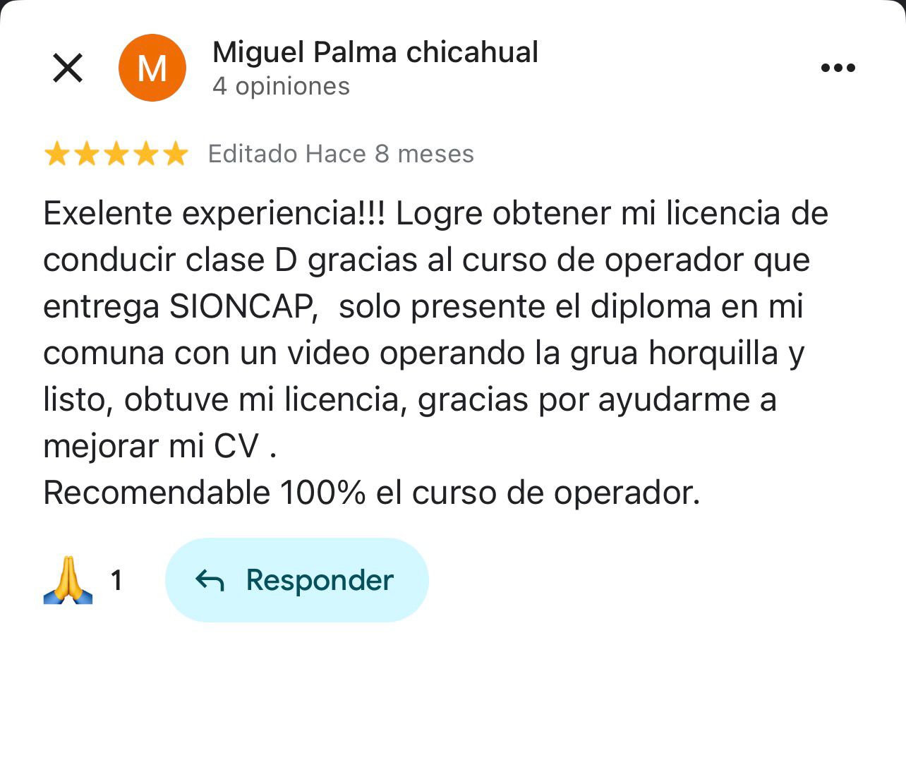 Testimonio Google
